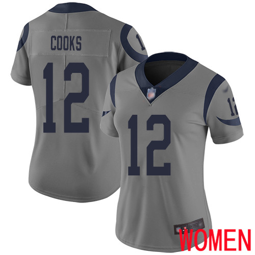 Los Angeles Rams Limited Gray Women Brandin Cooks Jersey NFL Football #12 Inverted Legend->women nfl jersey->Women Jersey